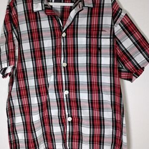 Men's Red Plaid Short Sleeve Shirt